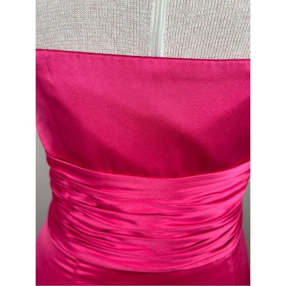 Amur Milly Pleated Strapless Ruched Pink Cabaret Midi Dress Size 4 - Picture 7 of 10